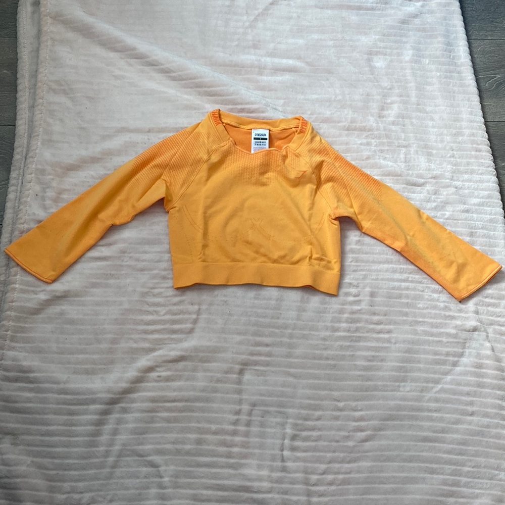Gymshark Apex Seamless Crop Top - Size Small, Apricot Orange/Papaya Orange